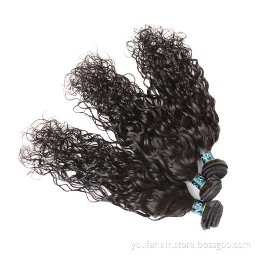 Amazon Hot Sale Human Indian Hair Extensions Water Wave Hair Weave Bundles Natural Color Can Be Dyed Remy Hair Bundles